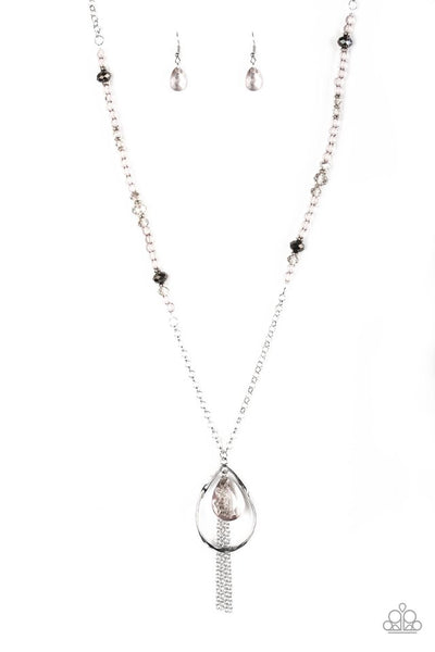 Paparazzi Accessories Teardroppin Tassels - Silver Necklace & Earrings 