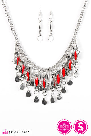 Paparazzi Accessories Wonderfully Wild Red Necklace & Earrings 