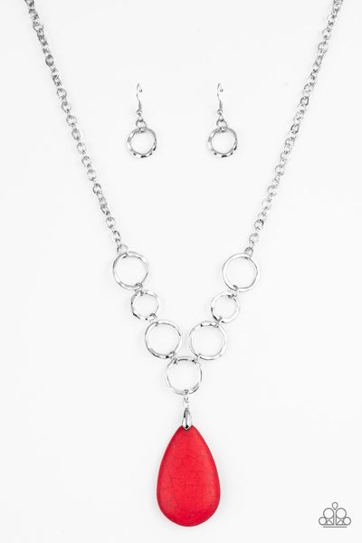 Paparazzi Accessories Livin On A PRAIRIE - Red Necklace & Earrings 