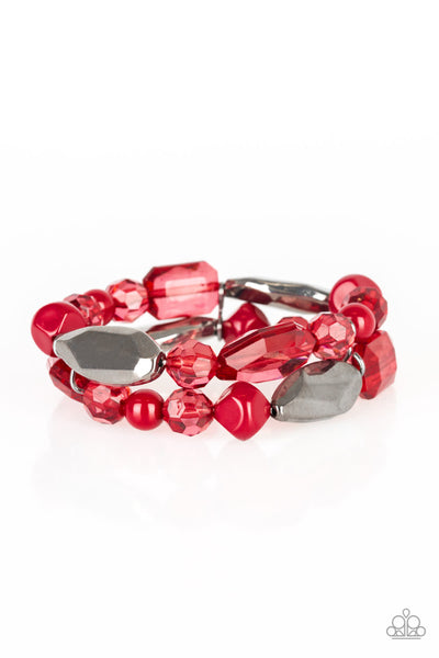 Paparazzi Accessories Rockin Rock Candy - Red Bracelet 