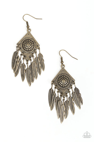 Paparazzi Accessories Western Rattler - Brass Earrings 