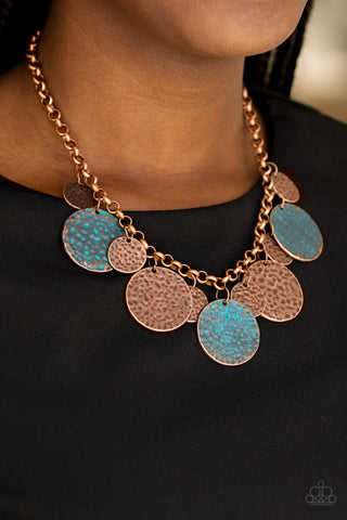 Paparazzi Accessories Treasure HUNTRESS - Copper Necklace & Earrings 