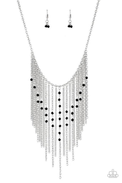 Paparazzi Accessories First Class Fringe - Black Necklace & Earrings 