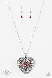 Paparazzi Accessories Heartless Heiress - Red Necklace & Earrings 