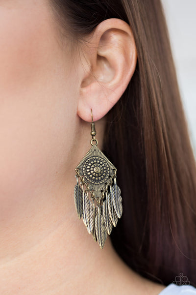 Paparazzi Accessories Western Rattler - Brass Earrings 