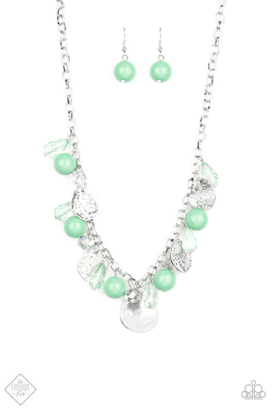 Paparazzi Accessories Prismatic Sheen Green Necklace & Earrings 