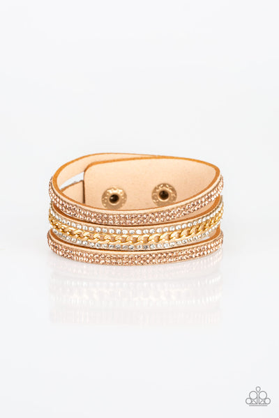 Paparazzi Accessories Rollin In Rhinestones - Gold Bracelet 