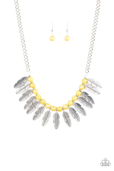 Paparazzi Accessories Desert Plumes - Yellow Necklace & Earrings 