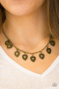 Paparazzi Accessories Lost In The Moment - Brass Necklace & Earrings 