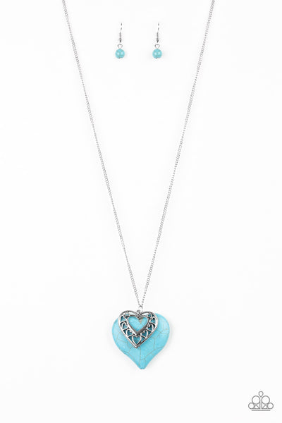 Paparazzi Accessories Southern Heart - Blue Necklace & Earrings 