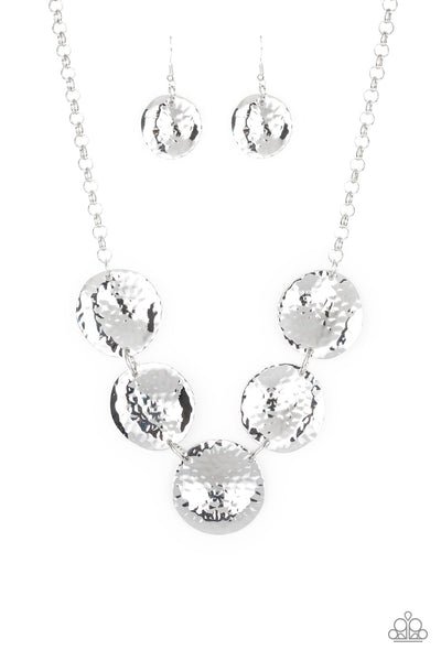 Paparazzi Accessories First Impressions - Silver Necklace & Earrings 