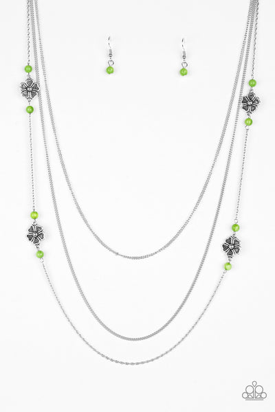 Paparazzi Accessories Hibiscus Hideaway - Green Necklace & Earrings 