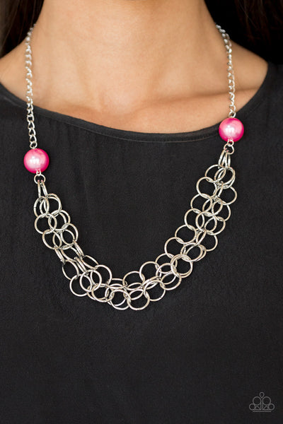 Paparazzi Accessories Daring Diva - Pink Necklace & Earrings 