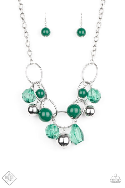 Paparazzi Accessories Cosmic Getaway - Green Necklace & Earrings 