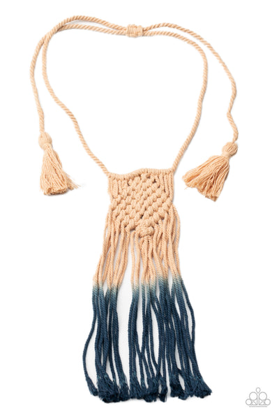 Paparazzi Accessories Look At MACRAME Now - Blue Necklace & Earrings 