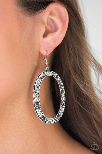 Paparazzi Accessories Rhinestone Rebel - White Earrings 