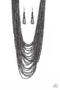 Paparazzi Accessories Dauntless Dazzle - Gunmetal Necklace & Earrings 