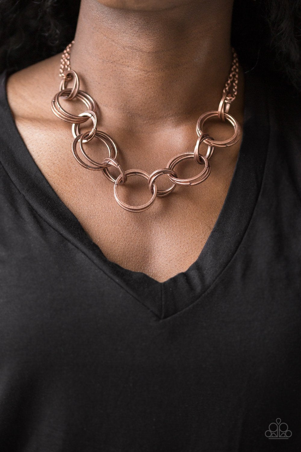 Paparazzi Accessories Jump Into The Ring - Copper Necklace & Earrings 