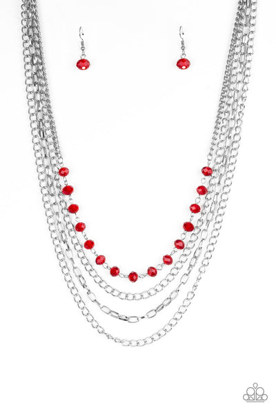 Paparazzi Accessories Extravagant Elegance - Red Necklace & Earrings 