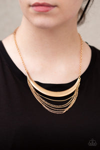 Paparazzi Accessories Way Wayfarer - Gold Necklace & Earrings 
