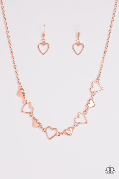 Paparazzi Accessories Hustle and Heart - Copper Necklace & Earrings 