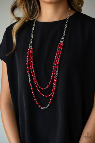 Paparazzi Accessories New York City Chic - Red Necklace & Earrings 