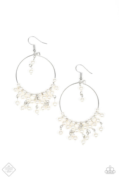 Paparazzi Accessories Now On Broadway - White Earrings 