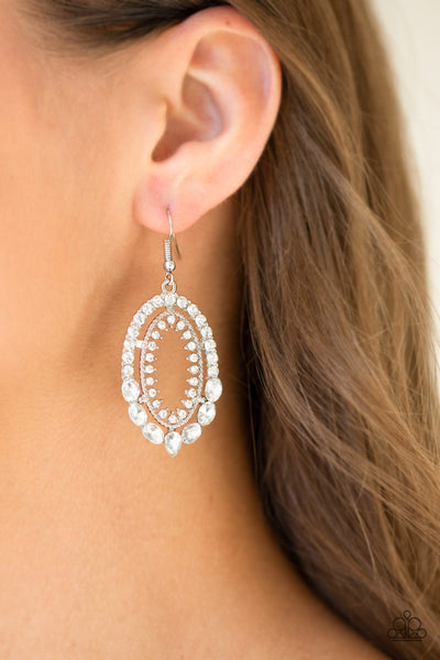 Paparazzi Accessories Trophy Shimmer - White Earrings 