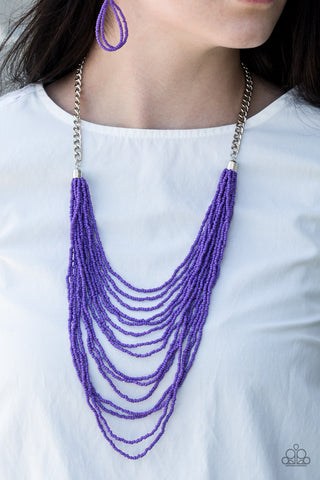 Paparazzi Accessories Bora Bombora Purple Necklace & Earrings 