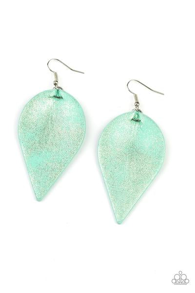 Paparazzi Accessories Enchanted Shimmer Green Earrings 