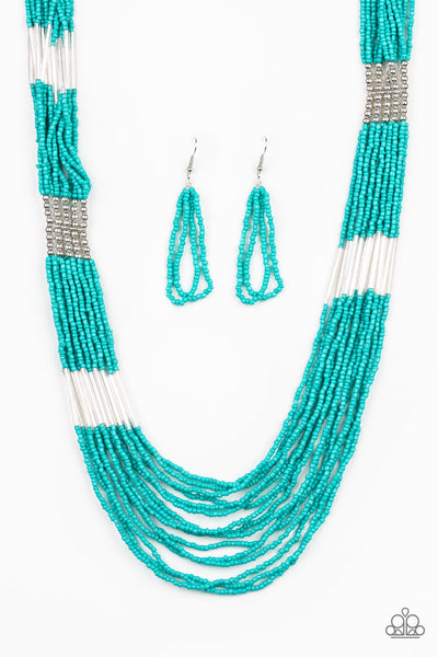 Paparazzi Accessories Let It BEAD - Blue Necklace & Earrings 