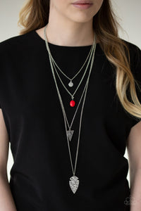 Paparazzi Accessories Grounded In ARTIFACT - Red Necklace & Earrings 