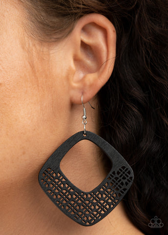 Paparazzi Accessories WOOD You Rather - Black Earrings 