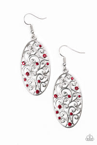 Paparazzi Accessories Glistening Gardens - Red Earrings 