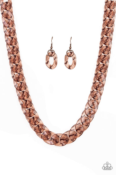 Paparazzi Accessories Put It On Ice - Copper Necklace & Earrings 