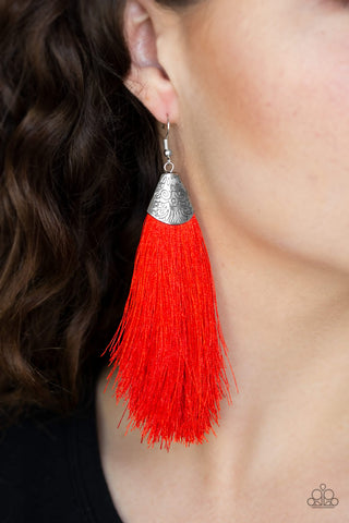 Paparazzi Accessories Tassel Temptress - Red Earrings 