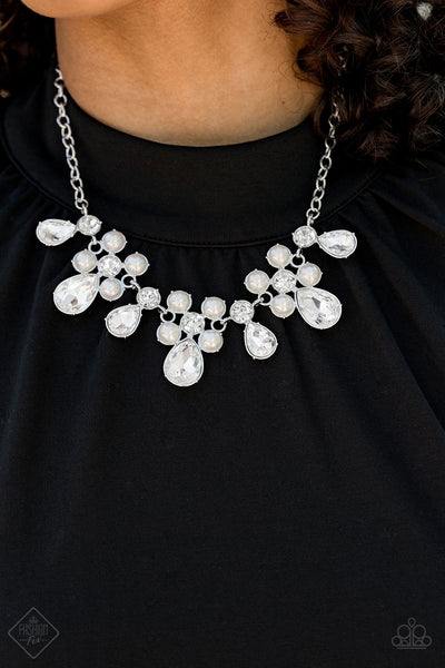 Paparazzi Accessories Demurely Debutante White Necklace & Earrings 