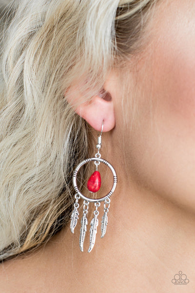 Paparazzi Accessories Southern Plains - Red Earrings 