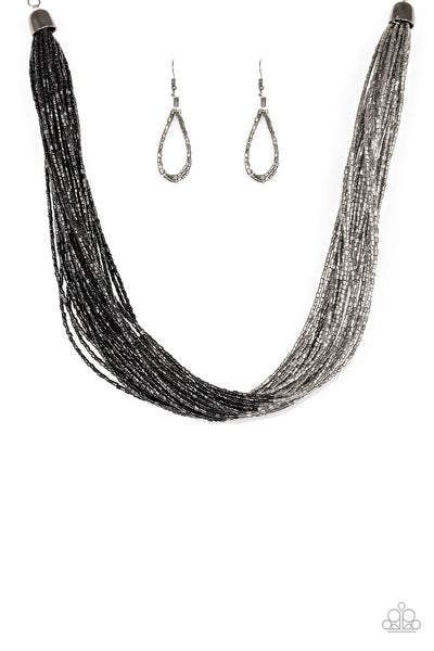 Paparazzi Accessories Flashy Fashion - Black Necklace & Earrings 