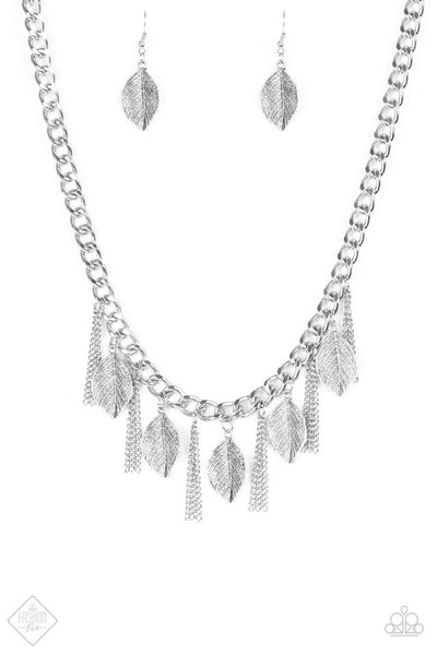 Paparazzi Accessories Serenely Sequoia Silver Necklace & Earrings 