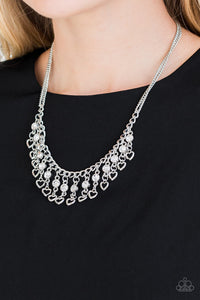 Paparazzi Accessories Valentines Day Drama - White Necklace & Earrings 