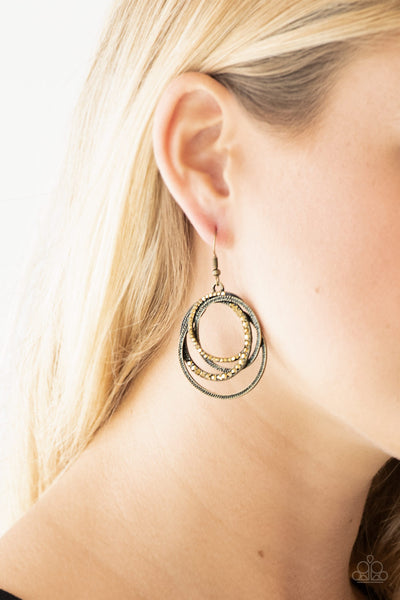 Paparazzi Accessories Elegantly Entangled - Brass Earrings 