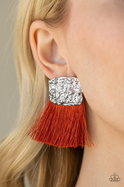 Paparazzi Accessories Plume Bloom - Orange Earrings 