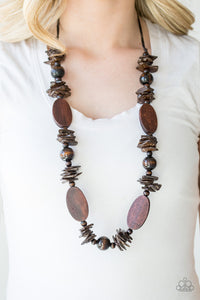 Paparazzi Accessories Carefree Cococay - Brown Necklace & Earrings 