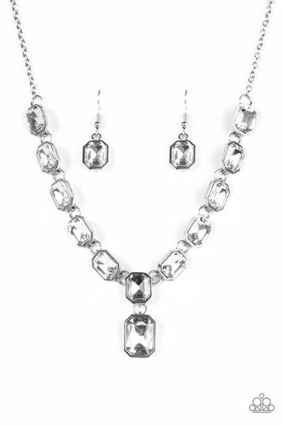 Paparazzi Accessories The Right To Remain Sparkly - White Necklace & Earrings 