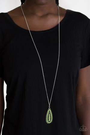 Paparazzi Accessories - Tiki Tease - Green Necklace & Earrings 