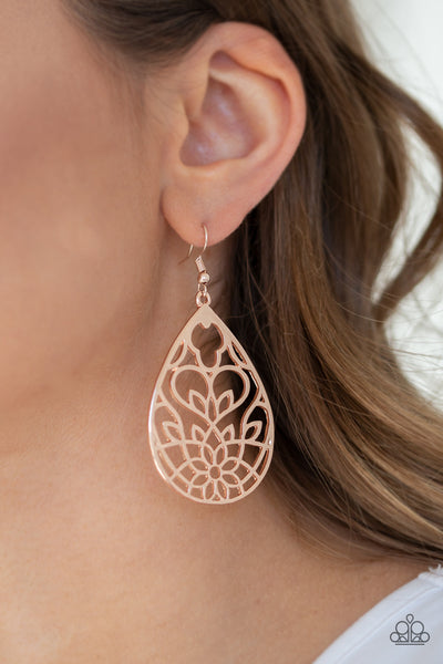 Paparazzi Accessories Lovely Lotus - Rose Gold Earrings 