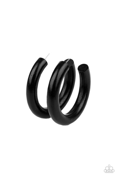 Paparazzi Accessories I WOOD Walk 500 Miles - Black Earrings 