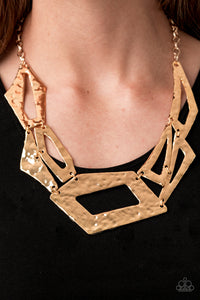 Paparazzi Accessories Break The Mold - Gold Necklace & Earrings 