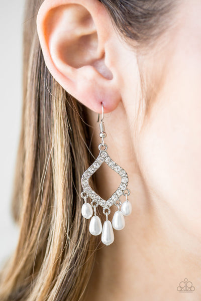 Paparazzi Accessories Divinely Diamond - White Earrings 